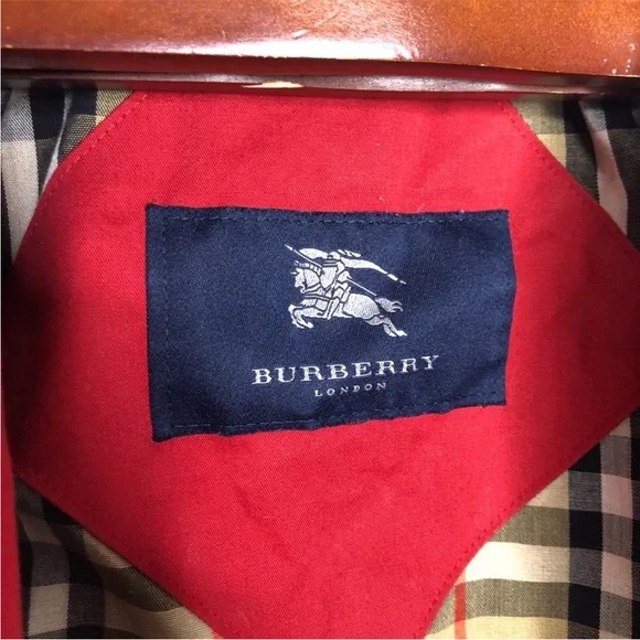 Burberry Red Rust Trench Coat Nova Check Cuff 4 S - Picture 6 of 8